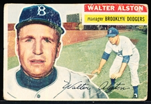 1956 Topps Bb- Walter Alston, Dodgers- with Part of a Postcard Back