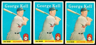 1958 T Bb- #40 George Kell, Orioles- 6 Cards