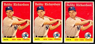 1958 T Bb- #101 Bobby Richardson, Yankees- 3 Cards