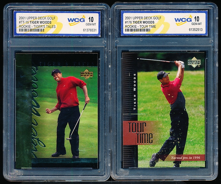 2001 Upper Deck Golf- 3 Diff. WCG (World Class Grading) Graded Gem Mint 10 Tiger Woods Cards