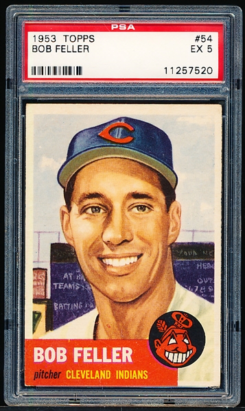 1953 Topps Bb- #54 Bob Feller- PSA Ex 5