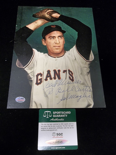 Sal Maglie Autographed New York Giants 7 ½” x 10” Color Bsbl. Magazine Photo- SGC Certified