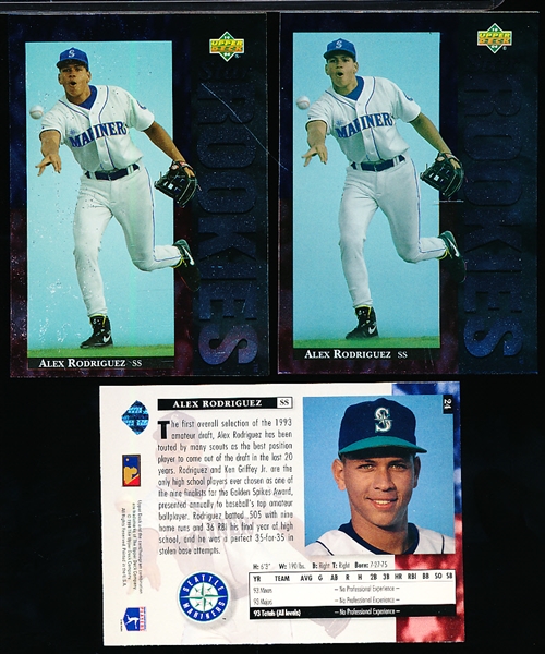 1994 Upper Deck Baseball- #24 Alex Rodriguez RC, Mariners- 4 Cards