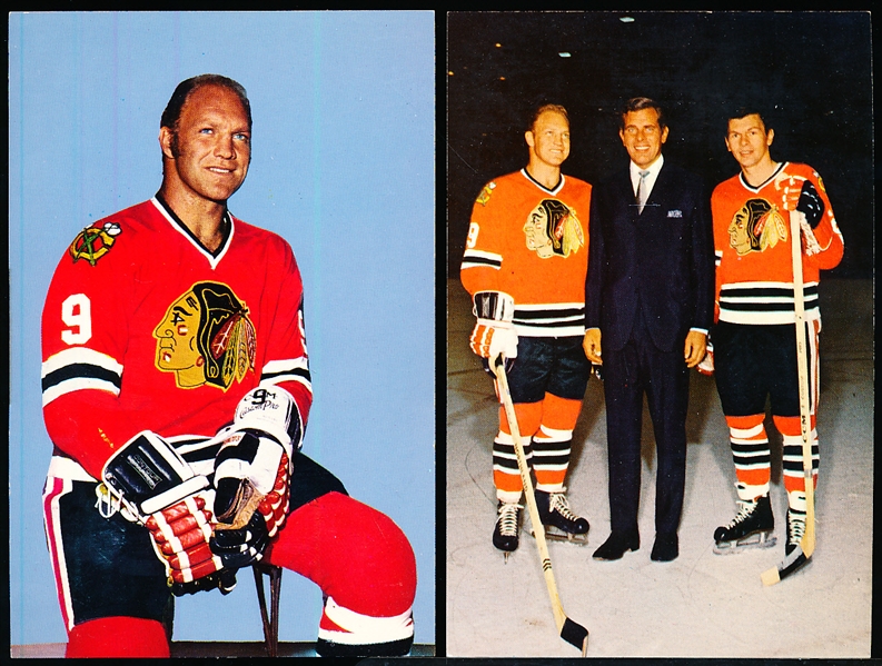 Early 1970’s Chicago Blackhawks Team Issue Borderless 4” x 6”- Two Diff. with Bobby Hull