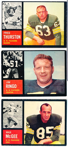 1962 Topps Football- 5 Diff. Green Bay Packers