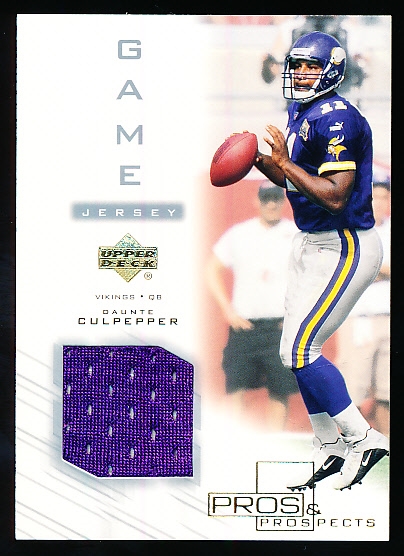 2001 UD Pros and Prospects Ftbl. “Game Jersey” #DC-J Duante Culpepper, Vikings