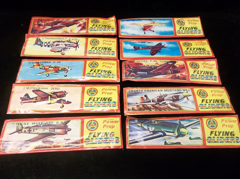 1980’s? “Power Prop Flying Gliders” Near Complete Set in Original Envelopes- 10 of 12