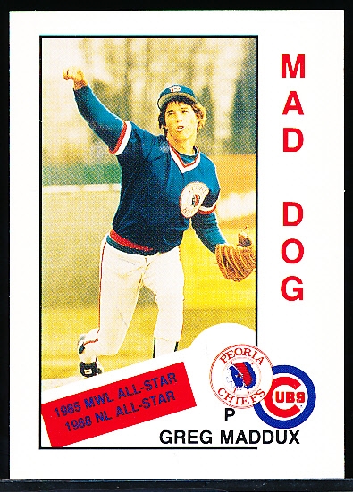 1988 Peoria Chiefs Minor League Baseball- Greg Maddux “Mad Dog”