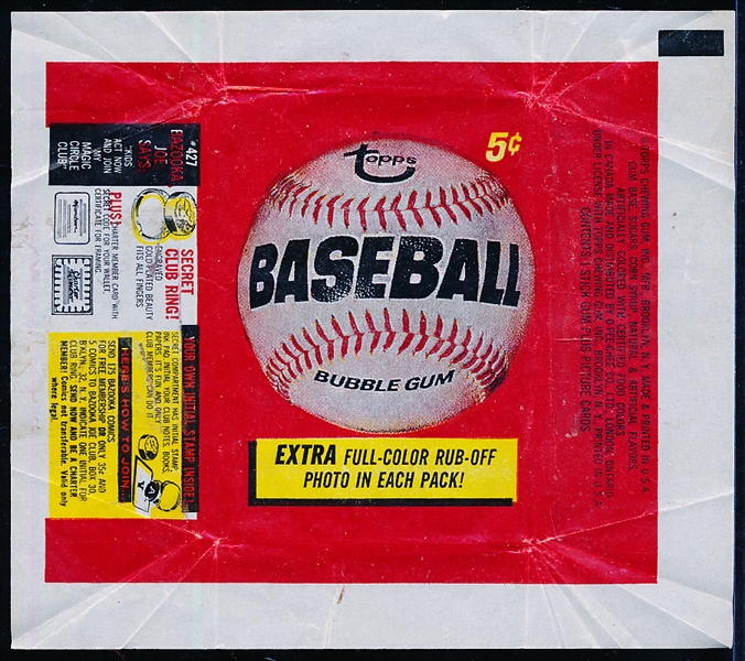 Lot Detail - 1966 Topps Baseball- 5 Cent Wrapper- “Extra Full Color Rub ...