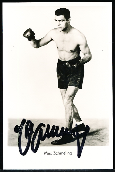 Max Schmeling Boxing Autographed 3-5/8” x 5-½” B/W Photo- CAS Certified