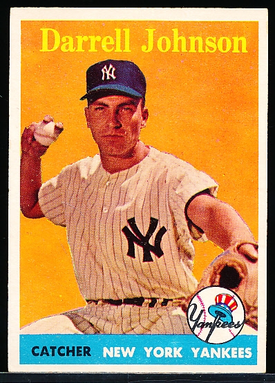 1958 Topps Baseball- #61 Darrell Johnson, Yankees- Yellow Name Variation