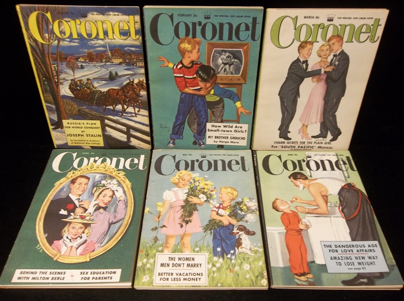 1951 Coronet Magazine- 6 Diff.