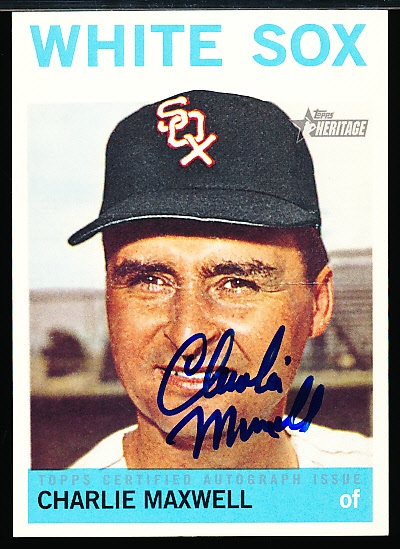 2013 Topps Heritage Baseball- “Real One Autographs”- #ROA-CM Charlie Maxwell, White Sox (1964)