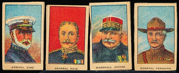 1920? Non-Sports WW1 Unnumbered Strip Cards- 4 Diff. Military Leaders