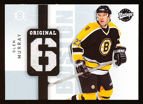 2002 Upper Deck Vintage Hockey- “Original 6 Jersey”- #OS-GM Glen Murray, Bruins