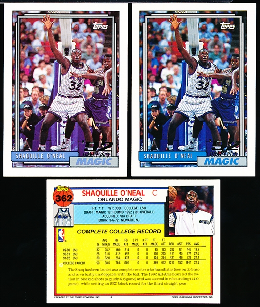 1992-93 Topps Bskbl. #362 Shaquille O’Neal RC- 20 Cards