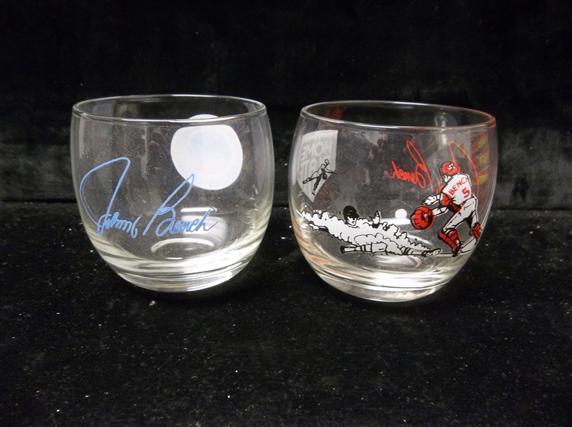 Lot Detail - Johnny Bench- 2 Diff. Restaurant Glasses