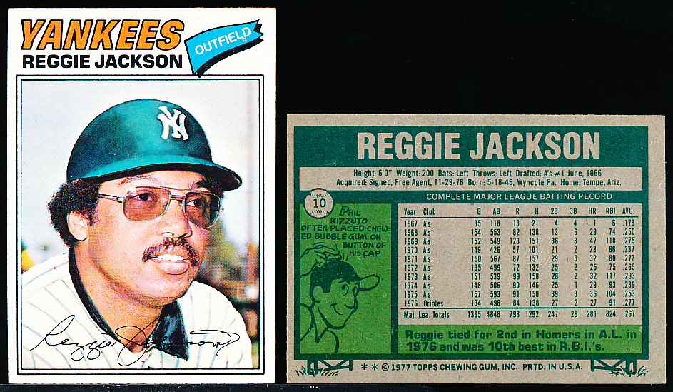 Lot Detail 1977 Topps Bb 10 Reggie Jackson, Yankees 8 Cards