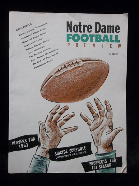 1953 Notre Dame Football Preview Magazine