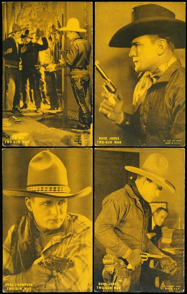 1920-30’s Exhibit Supply Co. Cowboy/ Westerns Postcard Backs with Coupon Corner Back Exhibits- 11 Diff. Yellow Tints