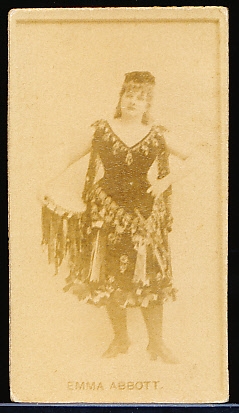 Late 1800’s Sweet Caporal Cigarette Actress/Model Emma Abbott 1-7/16” x 2-5/8” Card- Ad Back