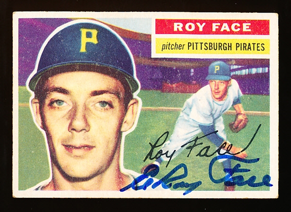 1956 Topps Bsbl. #13 Roy Face, Pirates- Autographed