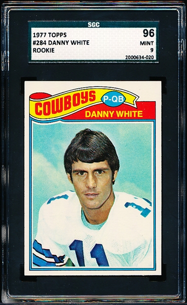 1977 Topps Football- #284 Danny White, Cowboys- Rookie! – SGC 96 (Mint 9)