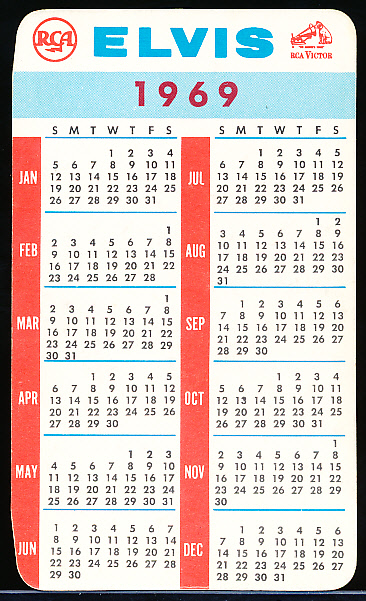 Lot Detail - 1969 RCA Victor Elvis Promotional Calendar Non-Sports Card