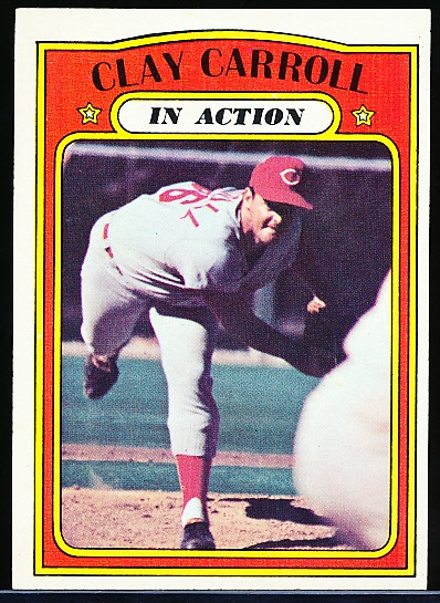 1972 Topps Bb- #312 Clay Carroll IA, Reds- Blank Back