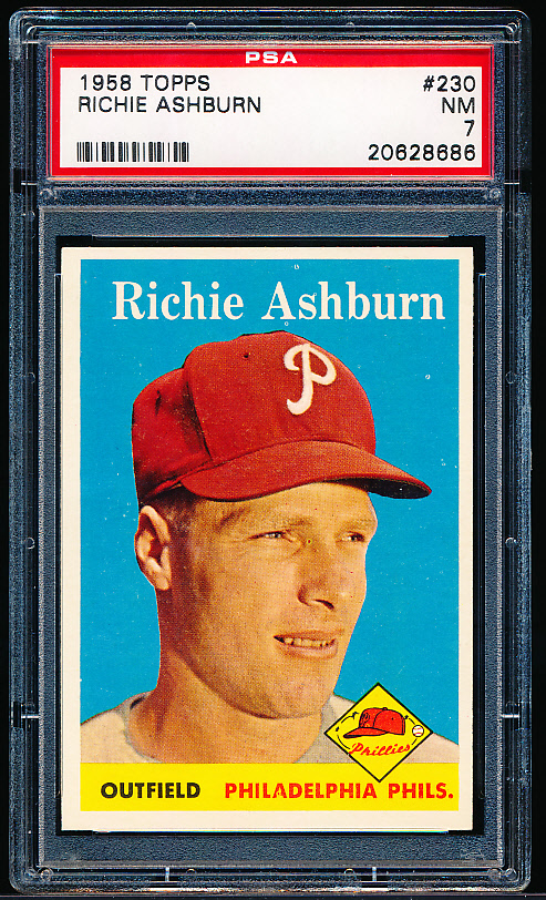 1958 Topps #230 Richie Ashburn Philadelphia Phillies Baseball Card NM