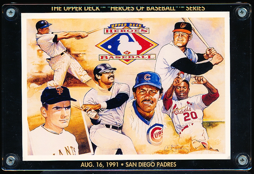 August 16, 1991 Upper Deck Heroes of Baseball Special 3-½” x 5” Commemorative Card