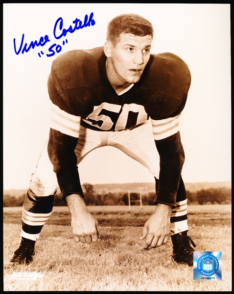 Vince Costello Autographed Cleveland Browns Ftbl. B/W 8” x 10” Photo