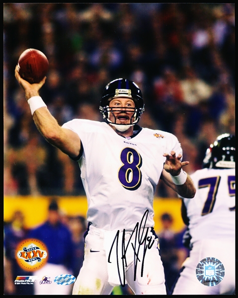 Trent Dilfer Autographed Baltimore Ravens Super Bowl XXXV Ftbl Photo- Mounted Memories Authenticated