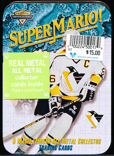 1990’s Metallic Impressions “Super Mario” Hockey Mario Lemieux Factory Sealed Set of 5 Metal Cards