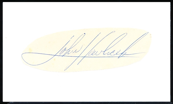 John Havlicek Autographed Cut Mounted to a Bskbl. Index Card