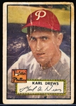 1952 Topps Bb- #352 Drews, Phillies- Hi#