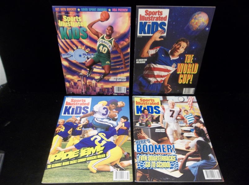 1989-94 Sports Illustrated for Kids- 4 Magazines with trading card panels intact