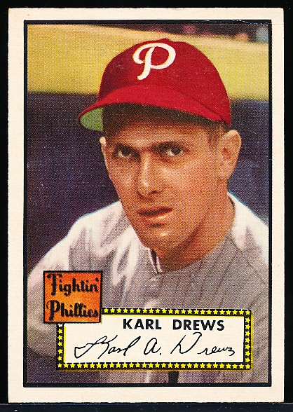 1952 Topps Baseball Hi#- #352 Karl Drews, Phillies