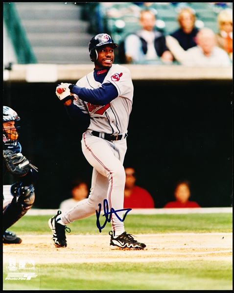 Kenny Lofton Autographed Cleveland Indians Bsbl. Color 8” x 10” Photo