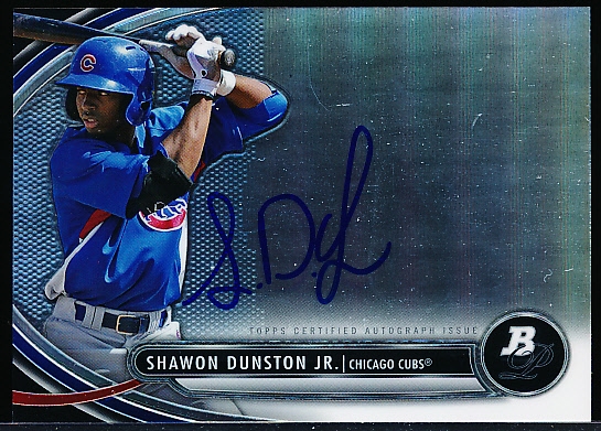 2013 Bowman Platinum Bb- “Autographed Prospects”- #BPAP-SD Shawn Dunston Jr., Cubs