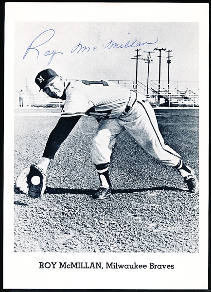 1960’s Jay Publishing Milwaukee Braves Bsbl. B/W 5” x 7” Photo- Roy McMillan- Autographed