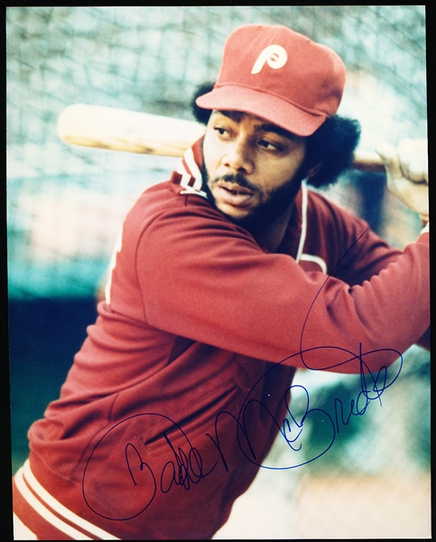 Bake McBride Autographed Philadelphia Phillies Bsbl. Color 8” x 10” Photo