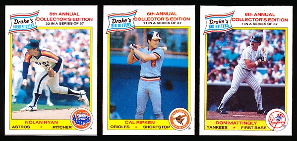 1986 Drakes Baseball- Complete Individual Card Set of 37