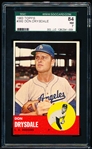 1963 Topps Baseball- #360 Don Drysdale, Dodgers- SGC 84 (NM 7)