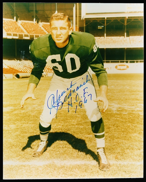 Chuck Bednarik Autographed Philadelphia Eagles Ftbl. Color 8” x 10” Photo