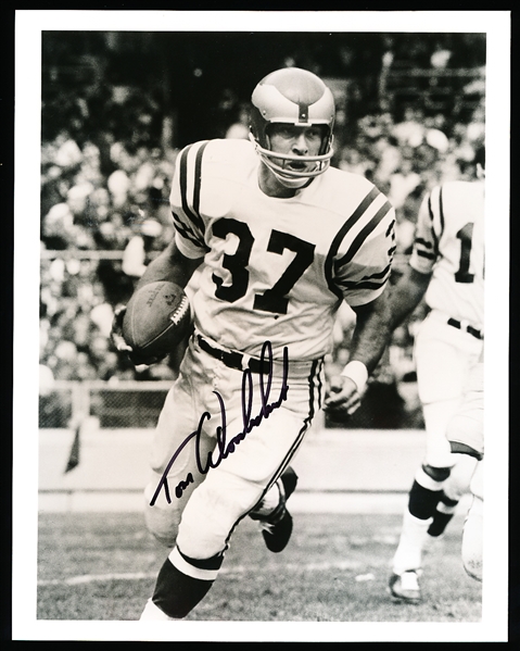 Tom Woodeshick Autographed Philadelphia Eagles Ftbl. B/W 8” x 10” Game Action Photo