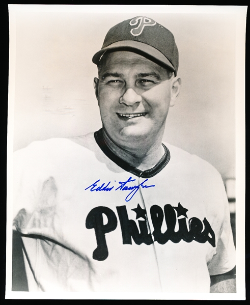 Eddie Sawyer Autographed Philadelphia Phillies Bsbl. B/W 8” x 10” Photo