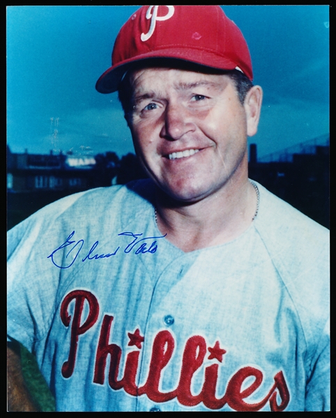 Elmer Valo Autographed Philadelphia Phillies Bsbl. Color 8” x 10” Photo