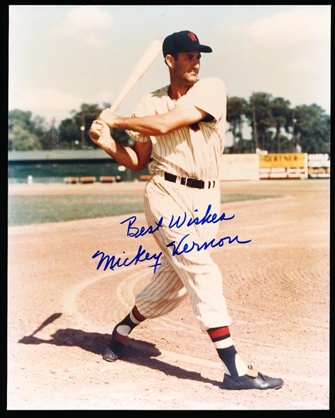 Mickey Vernon Autographed Washington Senators Bsbl. Color 8” x 10” Photo