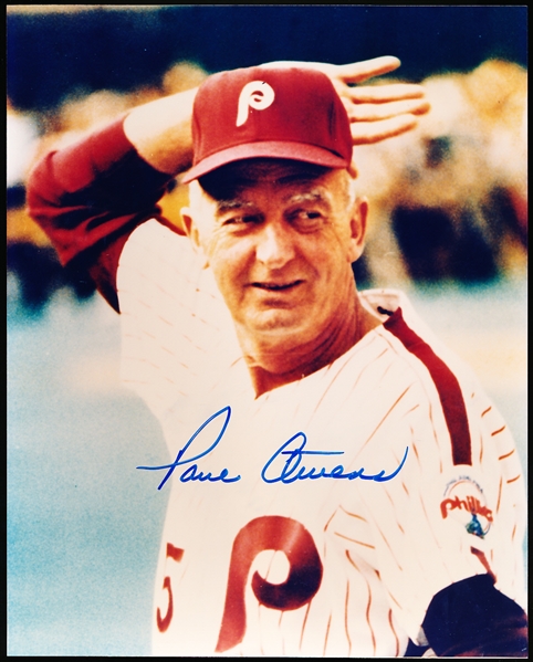 Paul Owens Autographed Philadelphia Phillies Bsbl. Color 8” x 10” Photo